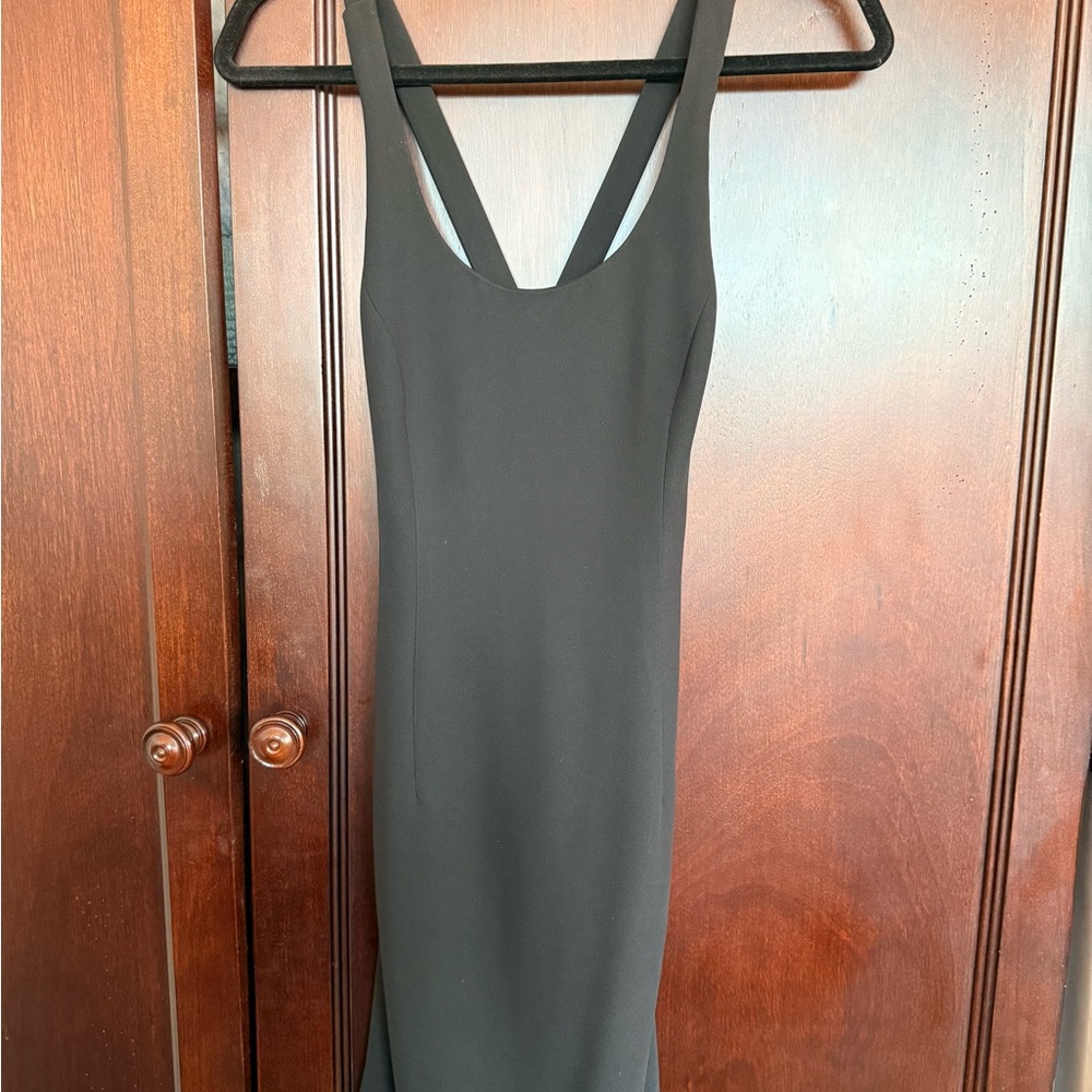 Black Sheath Dress with Criss Cross Straps Open Back for Cocktail